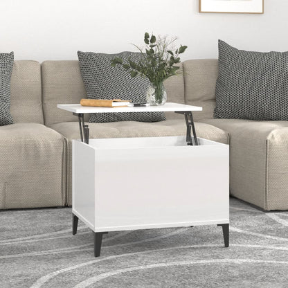 Coffee Table High Gloss White 60X44.5X45 Cm Engineered Wood