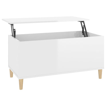 Coffee Table High Gloss White 90X44.5X45 Cm Engineered Wood