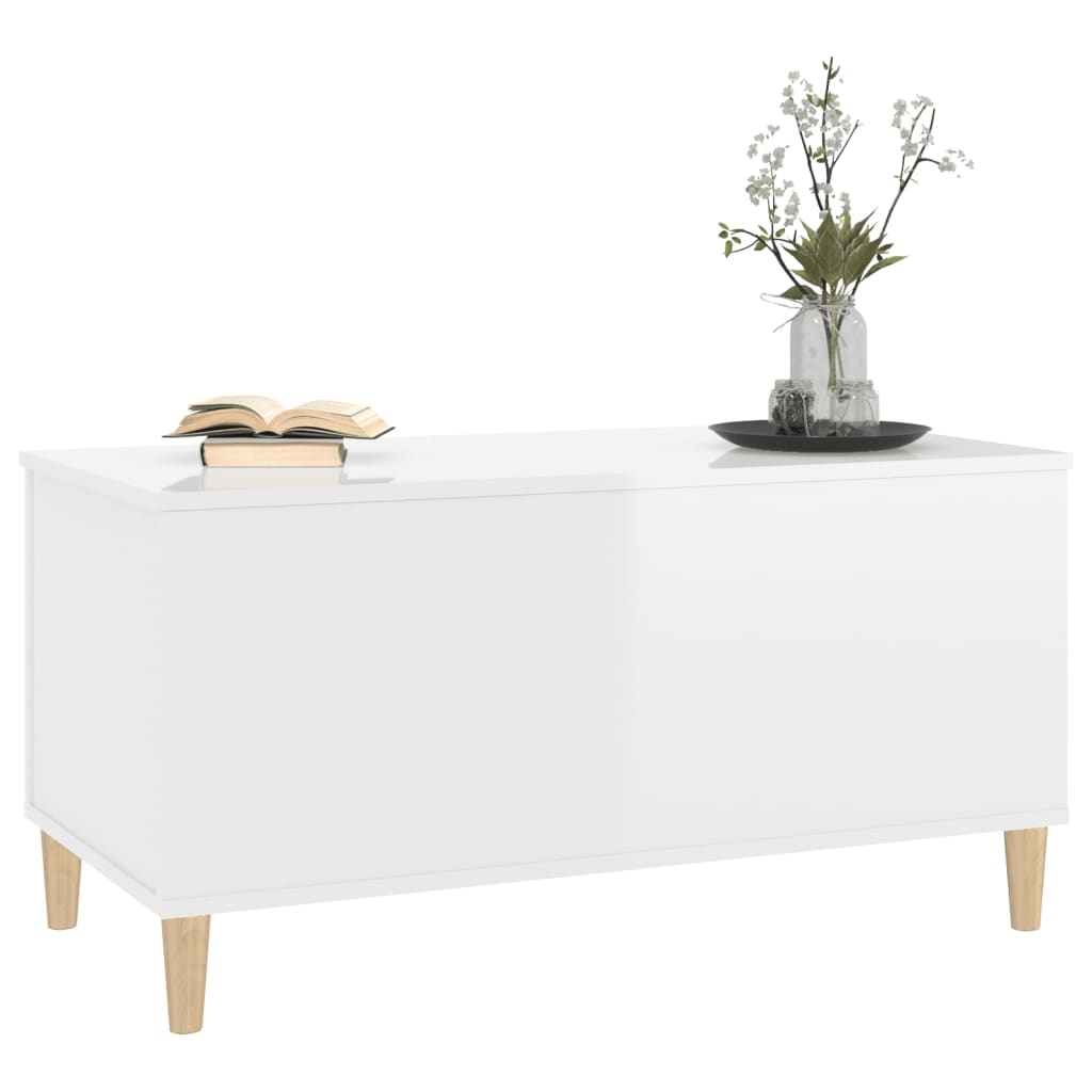 Coffee Table High Gloss White 90X44.5X45 Cm Engineered Wood