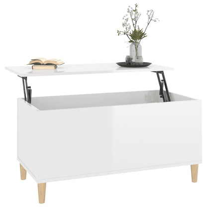 Coffee Table High Gloss White 90X44.5X45 Cm Engineered Wood