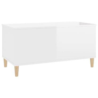 Coffee Table High Gloss White 90X44.5X45 Cm Engineered Wood