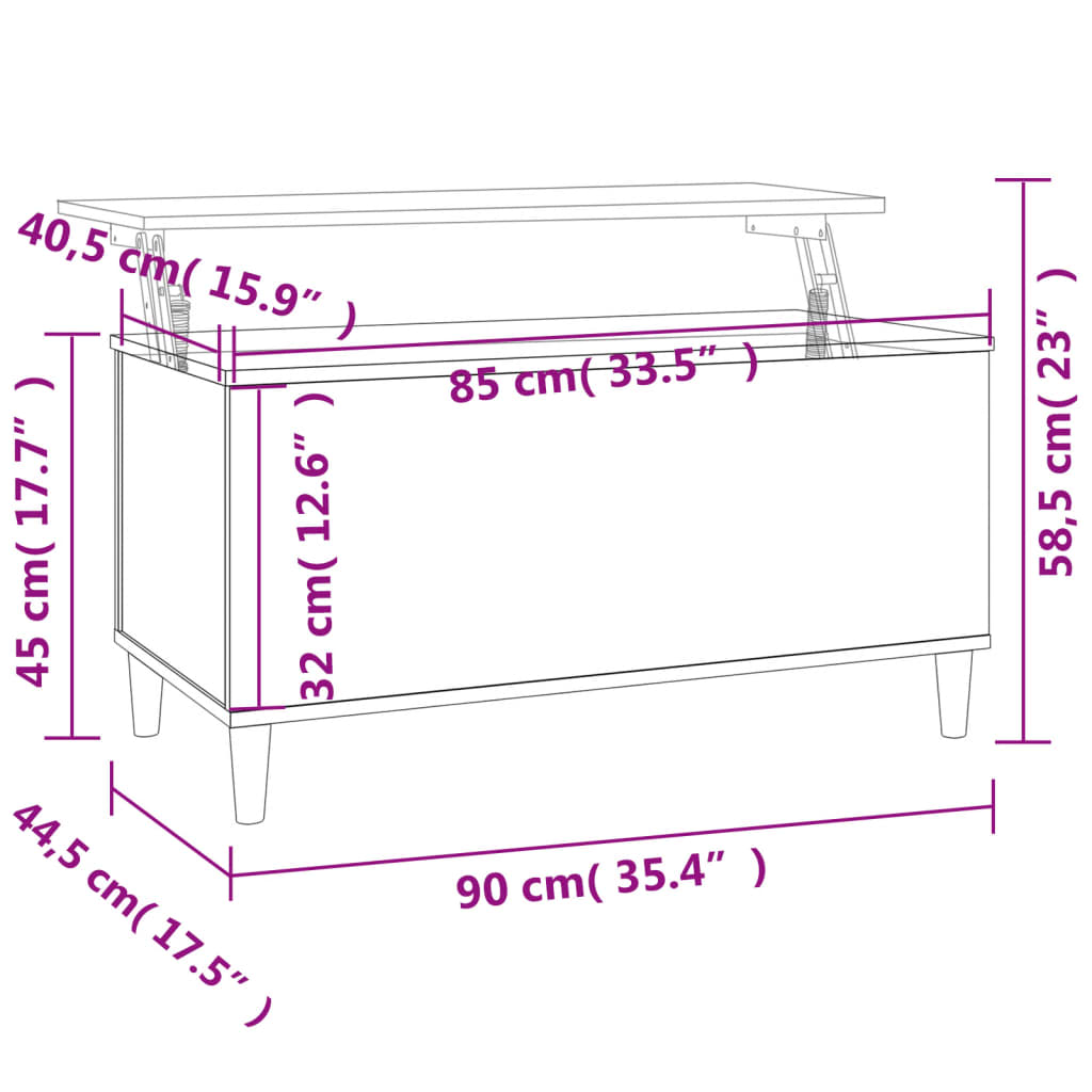 Coffee Table High Gloss White 90X44.5X45 Cm Engineered Wood