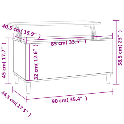 Coffee Table High Gloss White 90X44.5X45 Cm Engineered Wood