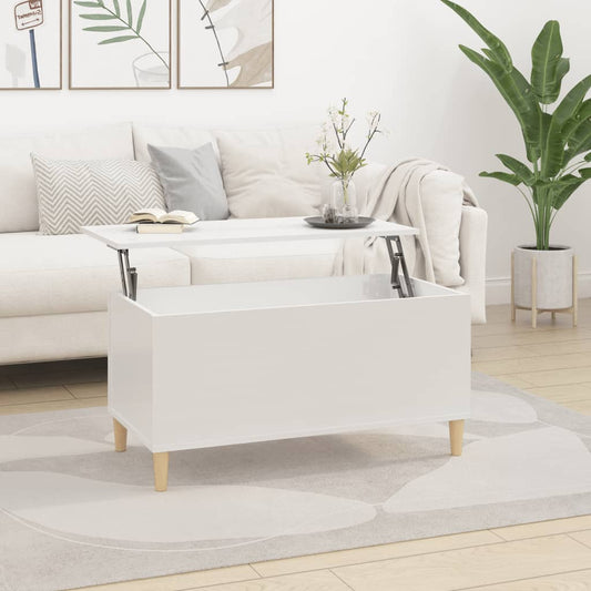 Coffee Table High Gloss White 90X44.5X45 Cm Engineered Wood