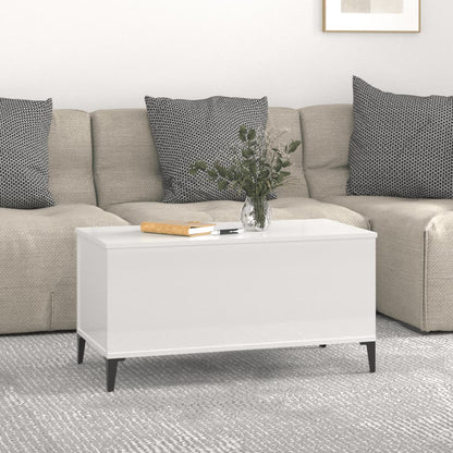 Coffee Table High Gloss White 90X44.5X45 Cm Engineered Wood