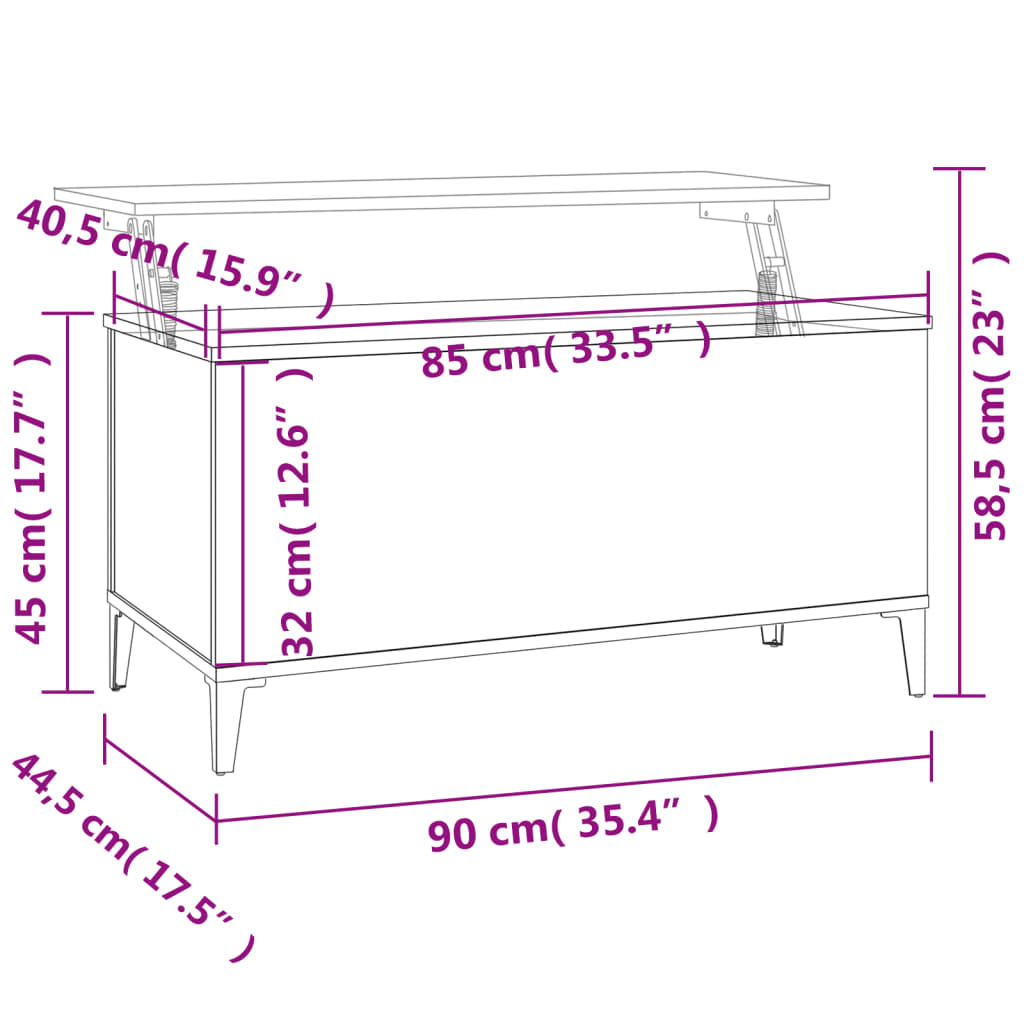 Coffee Table High Gloss White 90X44.5X45 Cm Engineered Wood