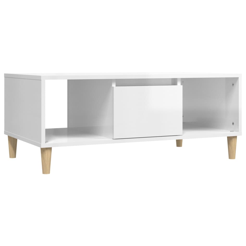 Coffee Table High Gloss White 90X50X36,5 Cm Engineered Wood