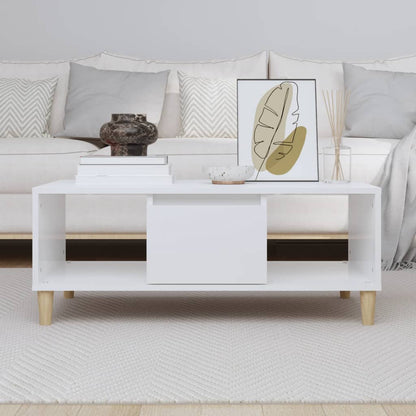 Coffee Table High Gloss White 90X50X36,5 Cm Engineered Wood