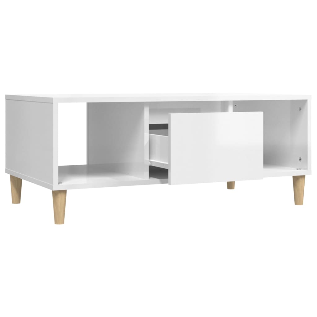 Coffee Table High Gloss White 90X50X36,5 Cm Engineered Wood