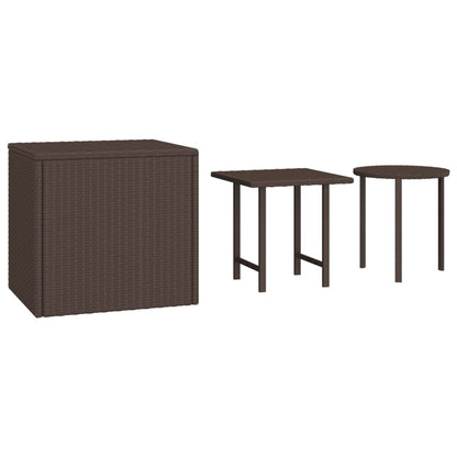 Side Tables 3 Pcs Brown Poly Rattan