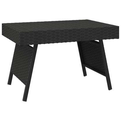 Foldable Side Table Black 60X40X38 Cm Poly Rattan