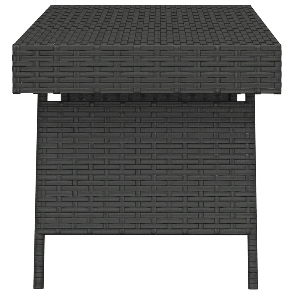 Foldable Side Table Black 60X40X38 Cm Poly Rattan