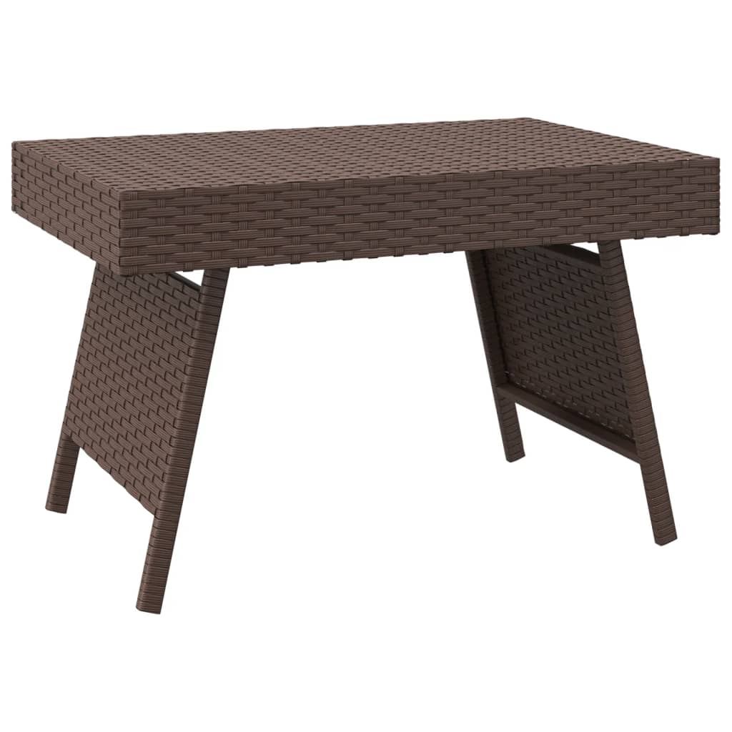 Foldable Side Table Brown 60X40X38 Cm Poly Rattan