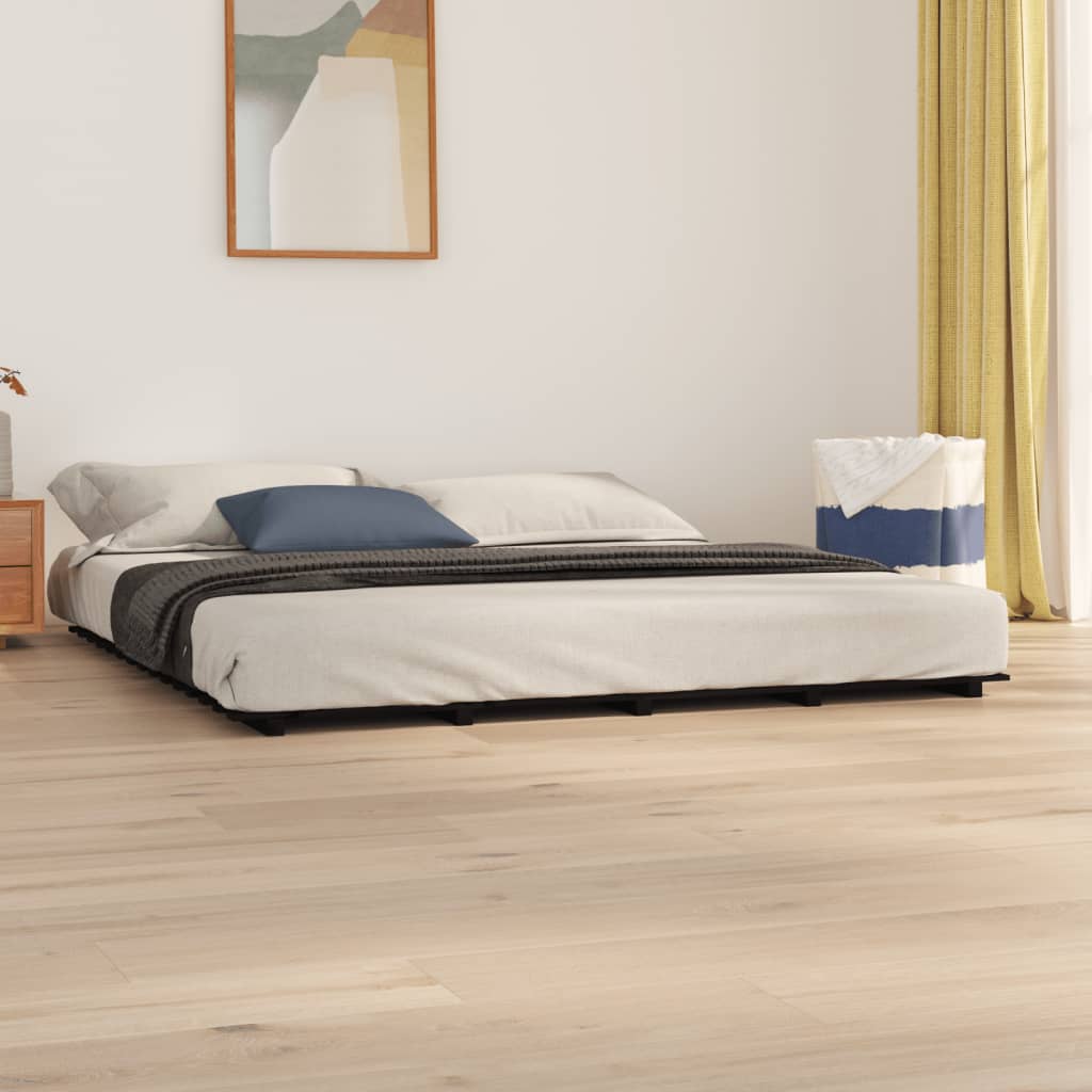 Bed Frame Without Mattress Black 180X200 Cm Super King Solid Wood Pine