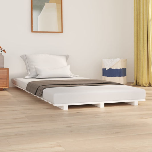 Bed Frame White 90X190 Cm Single Solid Wood Pine