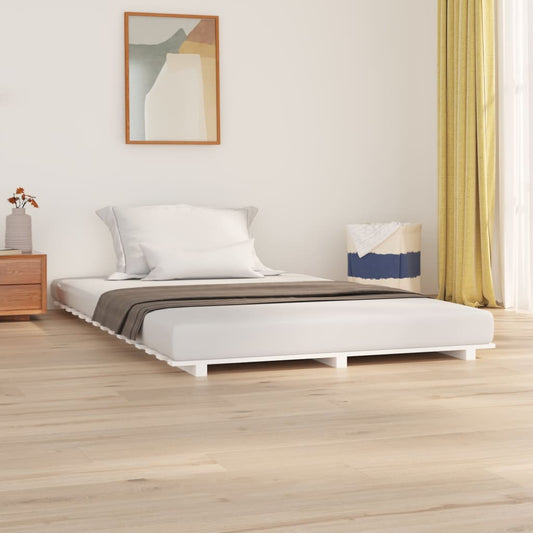 Bed Frame White 120X190 Cm Small Double Solid Wood Pine