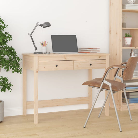 Desk With Drawers 100X50X78 Cm Solid Wood Pine