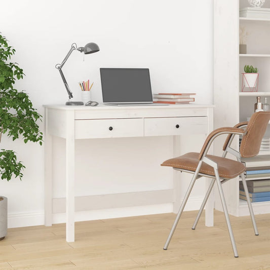 Desk With Drawers White 100X50X78 Cm Solid Wood Pine