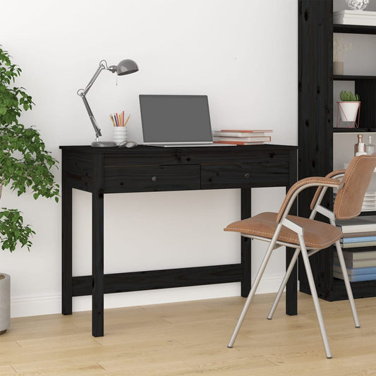 Desk With Drawers Black 100X50X78 Cm Solid Wood Pine