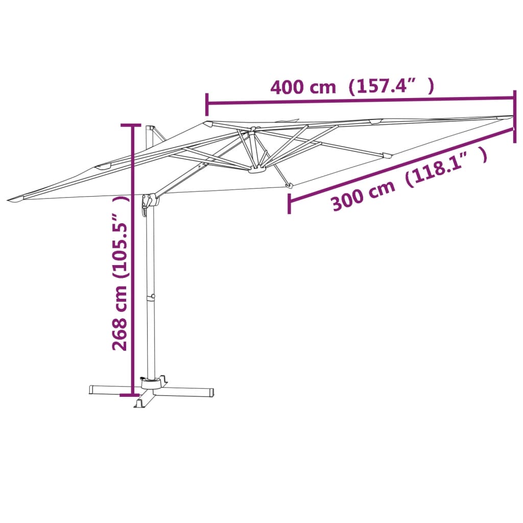 Cantilever Garden Parasol With Aluminium Pole Azure Blue 400X300 Cm