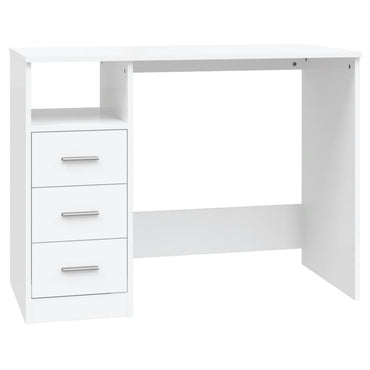 Desk With Drawers White 102X50X76 Cm Engineered Wood