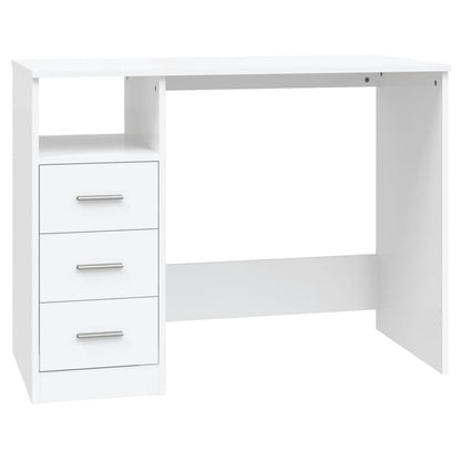 Desk With Drawers White 102X50X76 Cm Engineered Wood