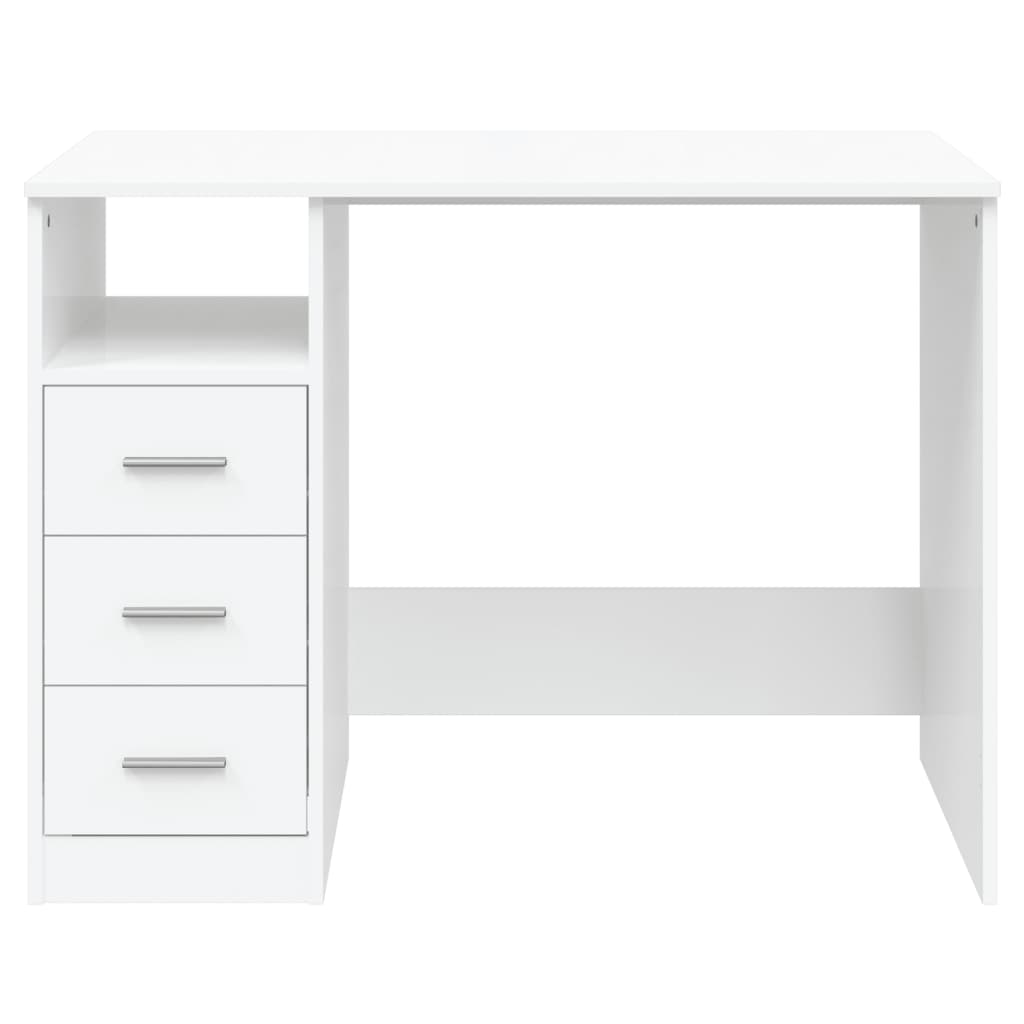 Desk With Drawers White 102X50X76 Cm Engineered Wood