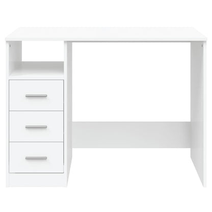 Desk With Drawers White 102X50X76 Cm Engineered Wood