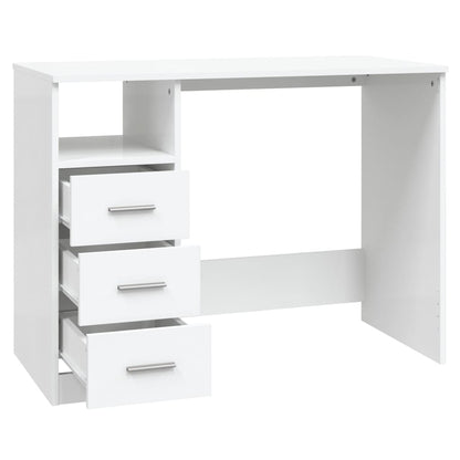 Desk With Drawers White 102X50X76 Cm Engineered Wood