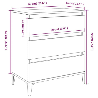 Sideboard High Gloss White 60X35X70 Cm Engineered Wood