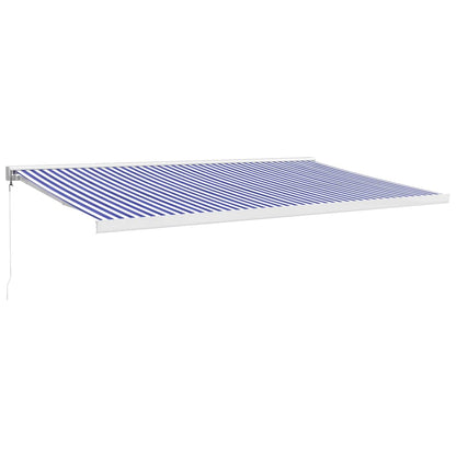 Retractable Awning Blue And White 5X3 M Fabric And Aluminium