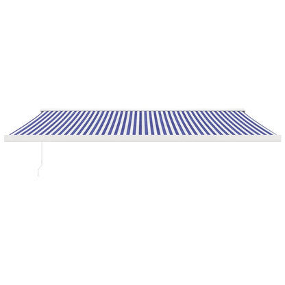 Retractable Awning Blue And White 5X3 M Fabric And Aluminium