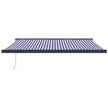 Retractable Awning Blue And White 4.5X3 M Fabric And Aluminium