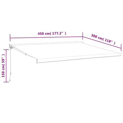 Retractable Awning Blue And White 4.5X3 M Fabric And Aluminium