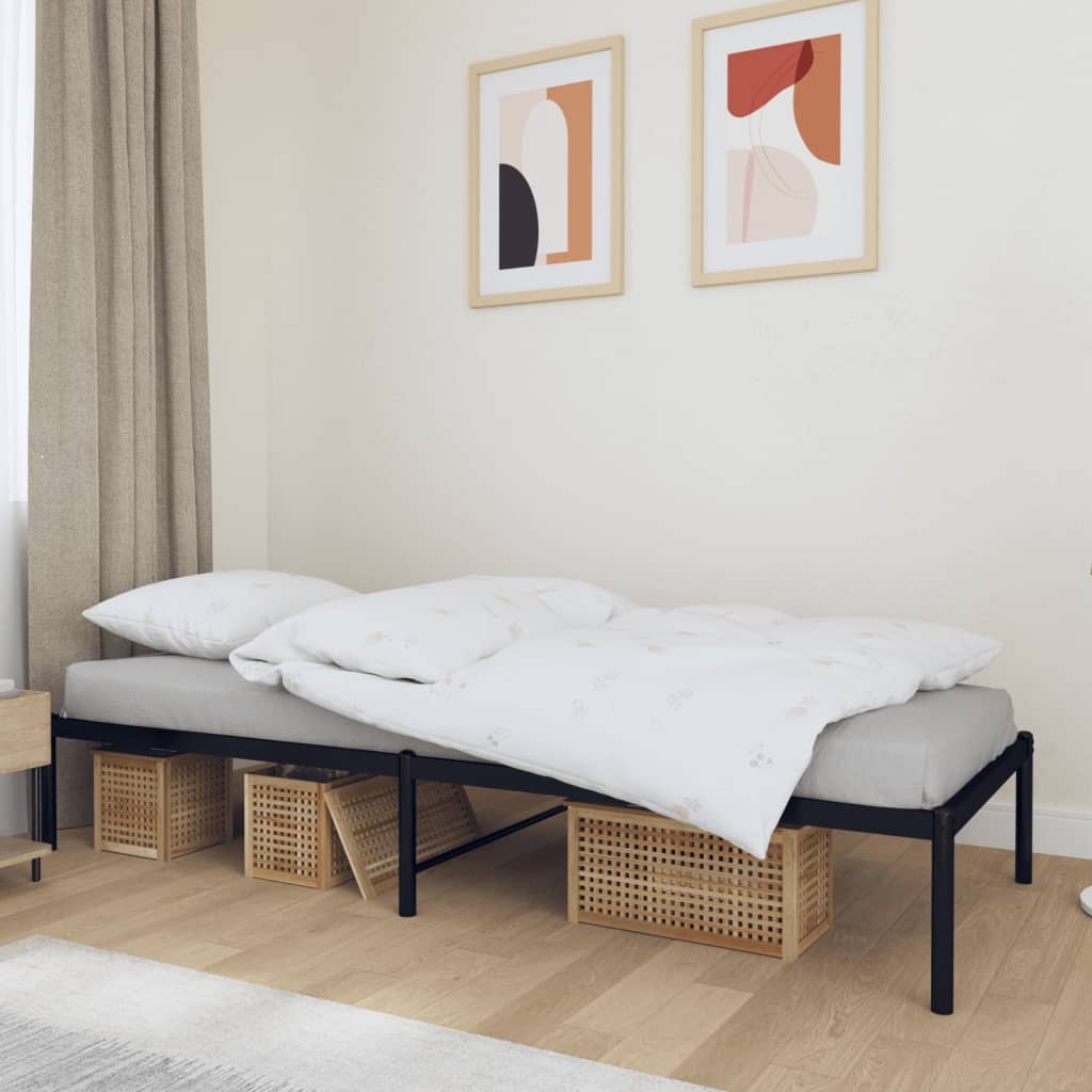 Metal Bed Frame Without Mattress Black 75X190Cm