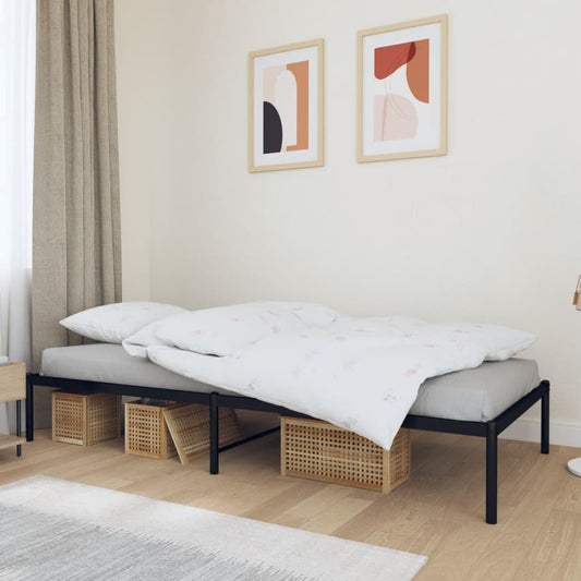 Metal Bed Frame Without Mattress Black 90X200Cm