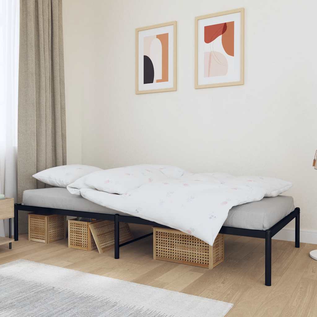 Metal Bed Frame Without Mattress Black 100X190Cm