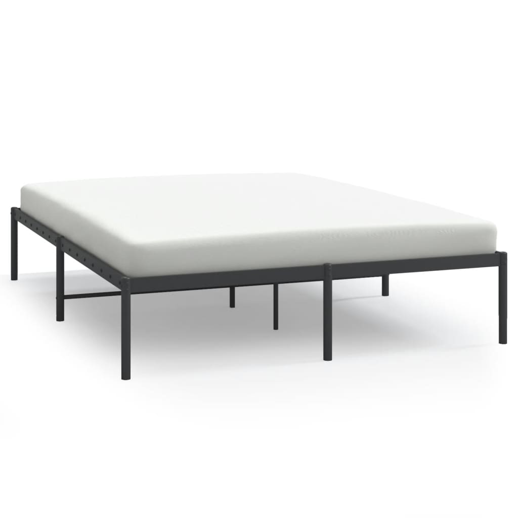 Metal Bed Frame Without Mattress Black 140X190Cm