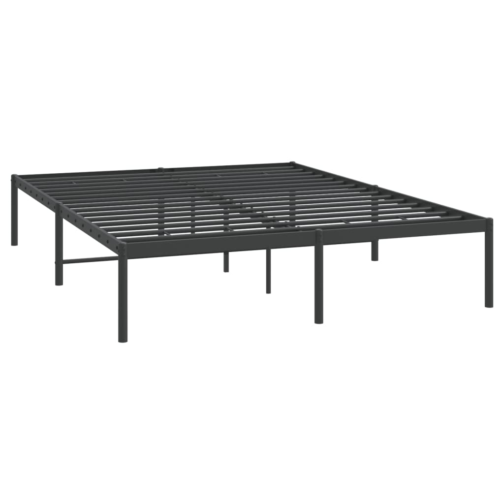 Metal Bed Frame Without Mattress Black 150X200Cm