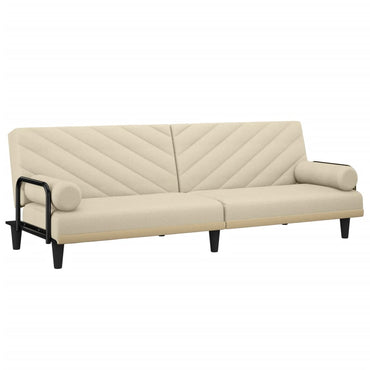 Sofabed 3 Seater With Armrests Cream Fabric