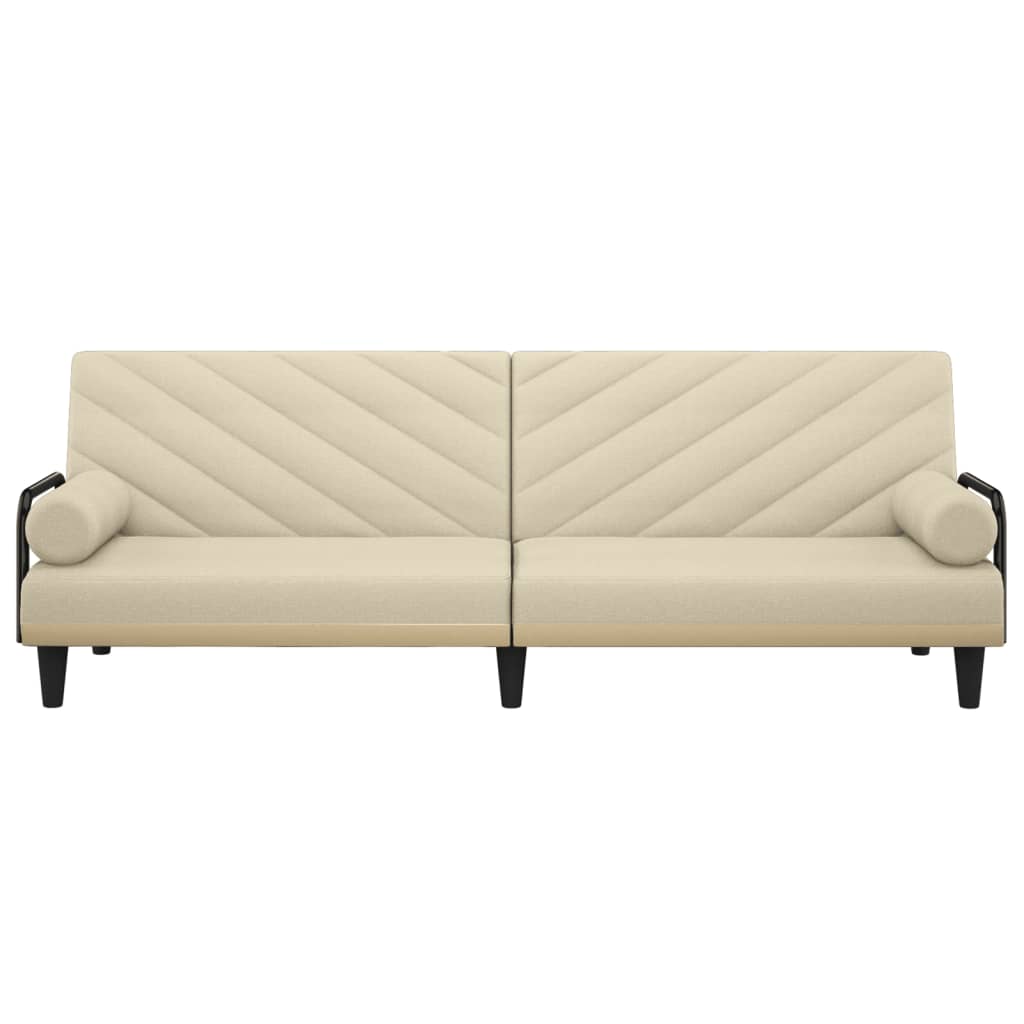 Sofabed 3 Seater With Armrests Cream Fabric