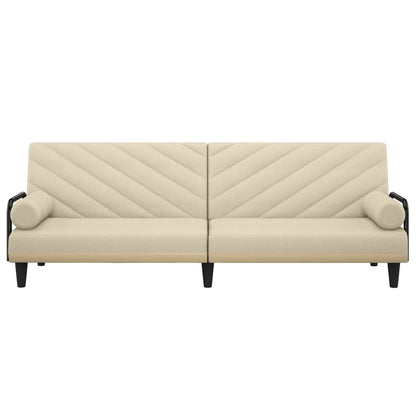 Sofabed 3 Seater With Armrests Cream Fabric