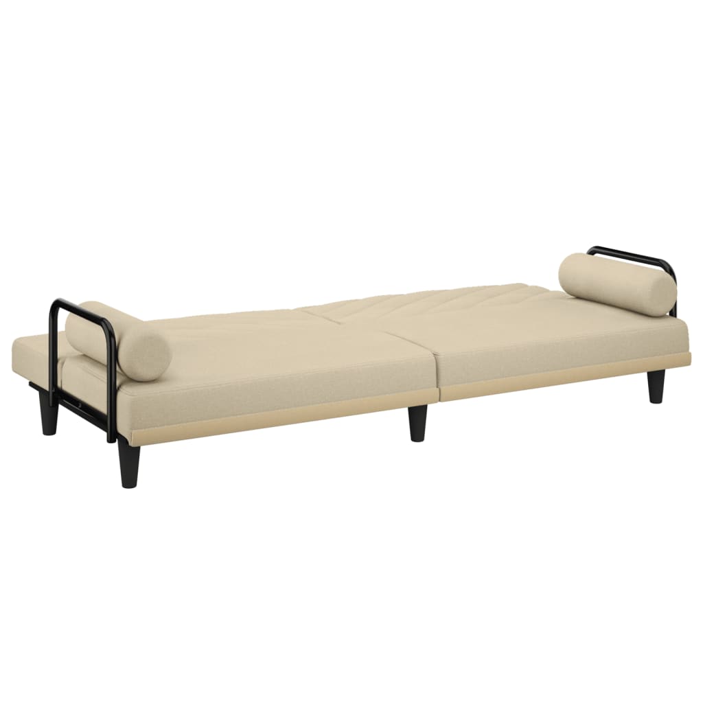 Sofabed 3 Seater With Armrests Cream Fabric