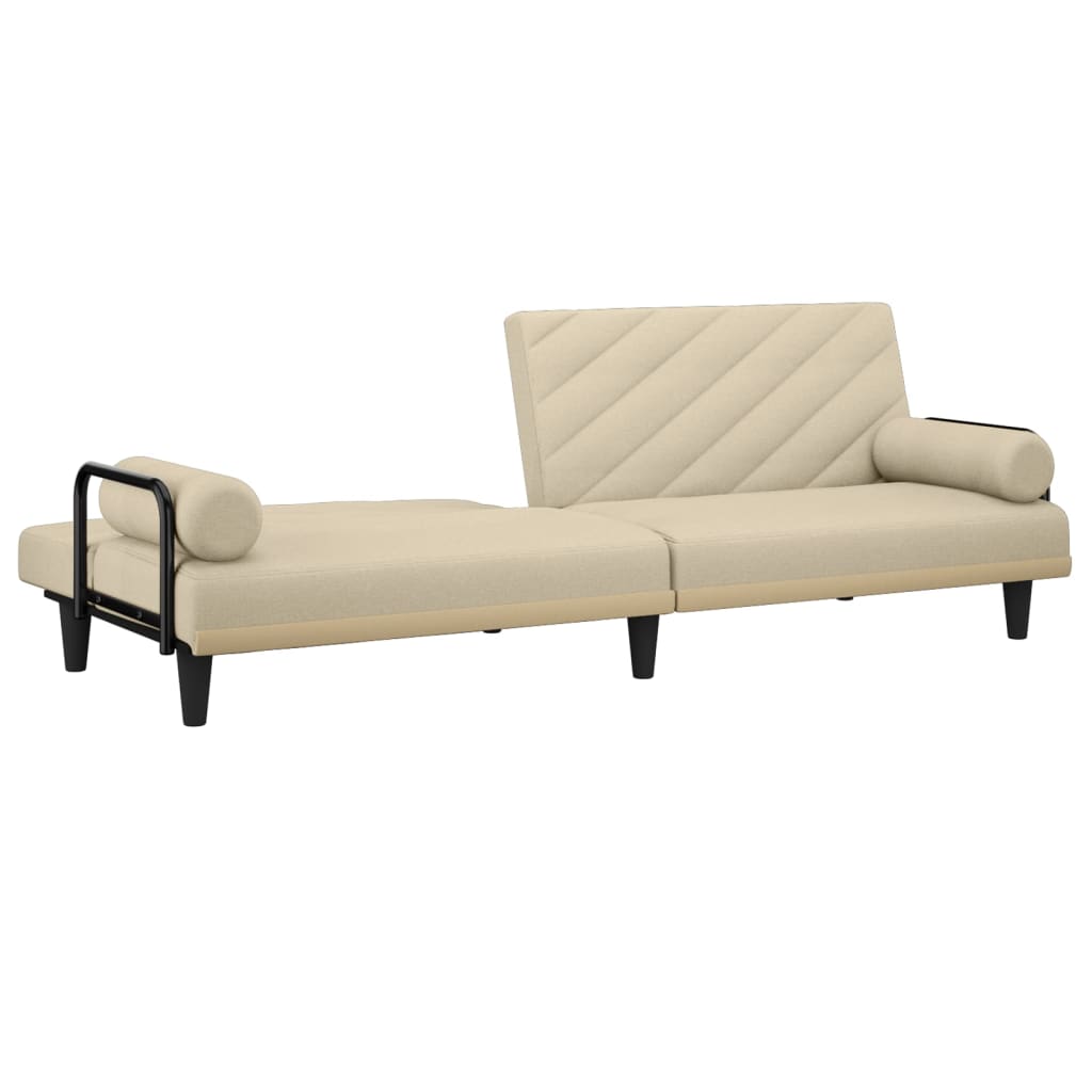 Sofabed 3 Seater With Armrests Cream Fabric