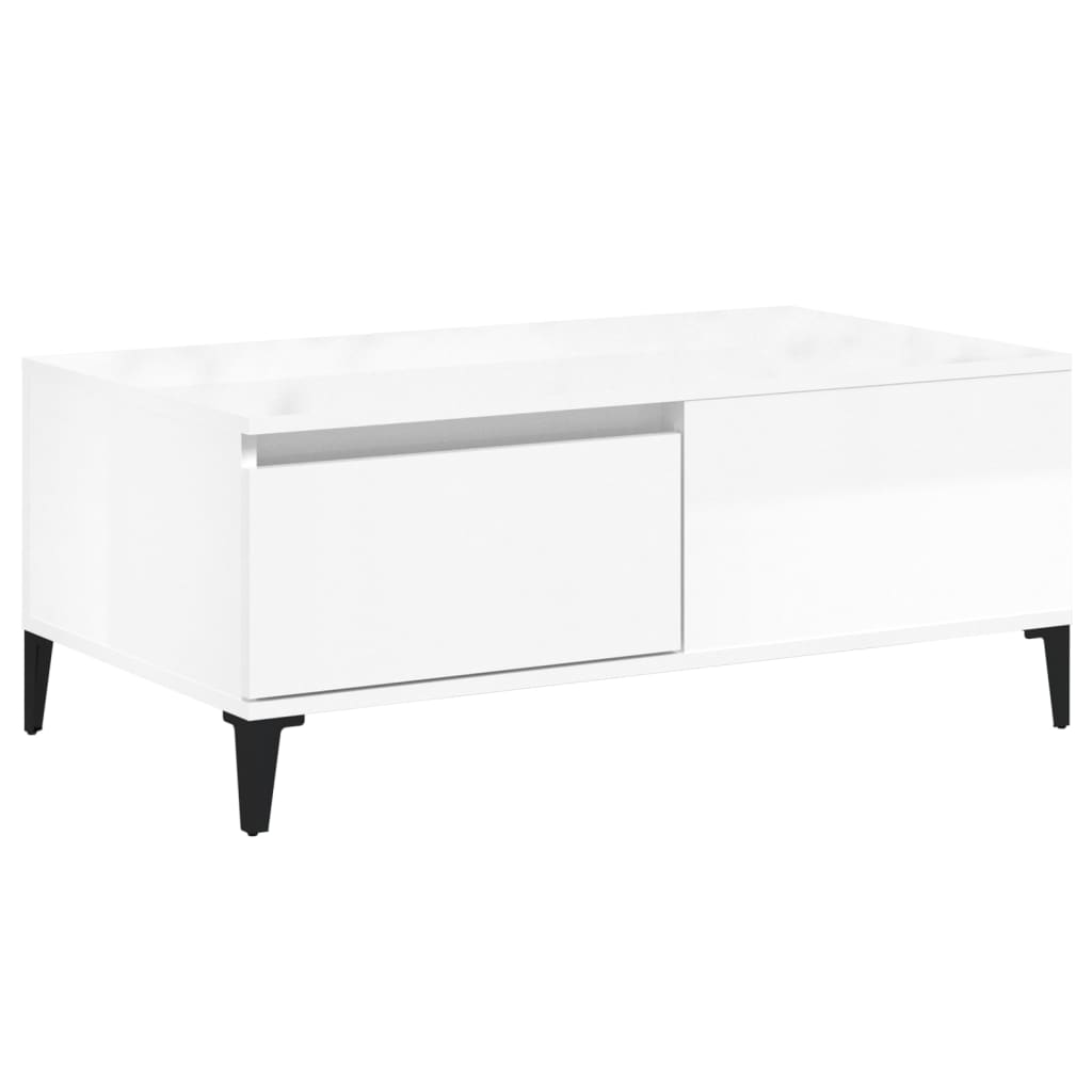 Coffee Table High Gloss White 90X50X36.5 Cm Engineered Wood