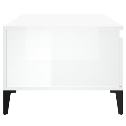 Coffee Table High Gloss White 90X50X36.5 Cm Engineered Wood