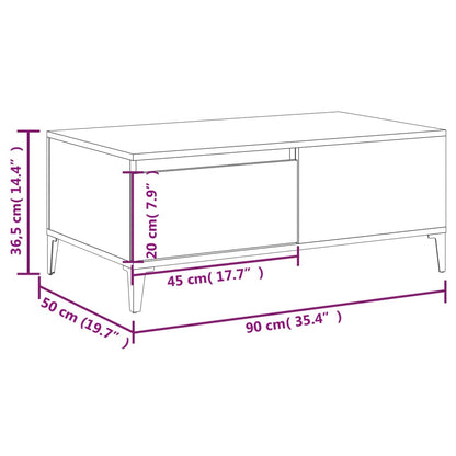 Coffee Table High Gloss White 90X50X36.5 Cm Engineered Wood