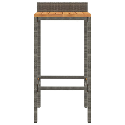 Bar Stools 2 Pcs Grey Poly Rattan And Solid Wood Acacia