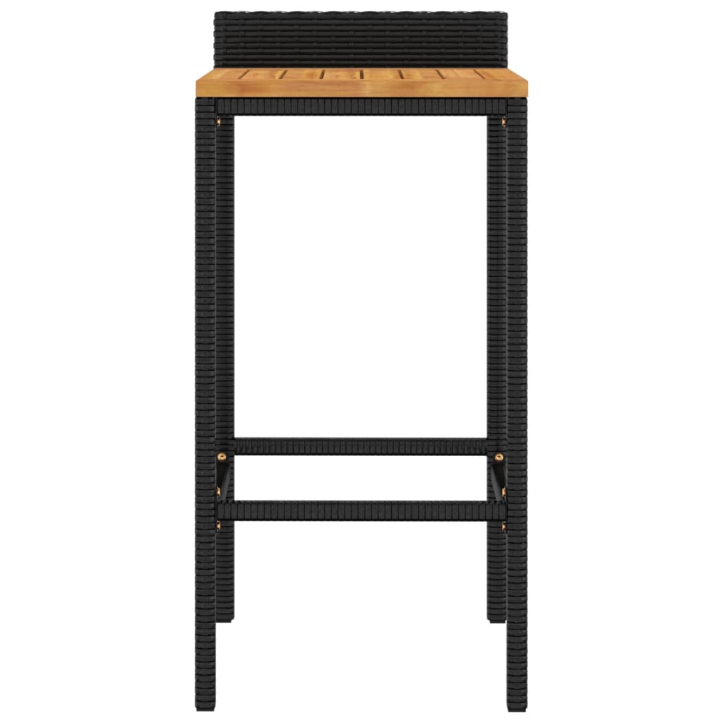 Bar Stools 4 Pcs Black Poly Rattan And Solid Wood Acacia