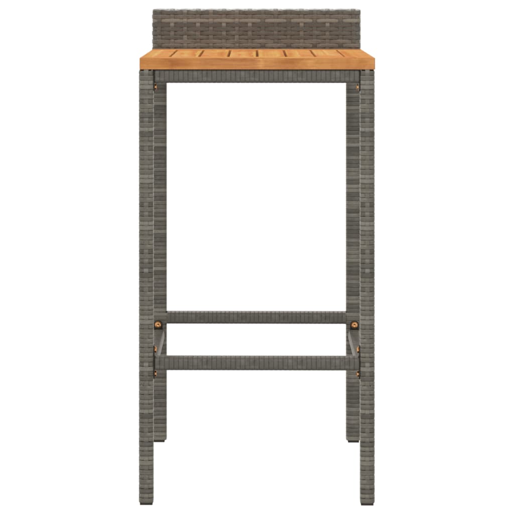 Bar Stools 4 Pcs Grey Poly Rattan And Solid Wood Acacia